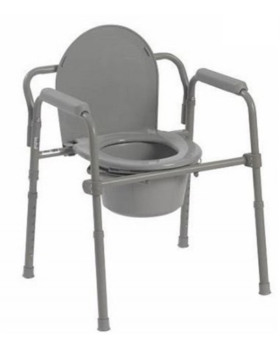 Folding Commode Chair McKesson Fixed Arm Steel Frame Back Bar 15-1/2 to 21-3/4 Inch Height 4pcs./Case